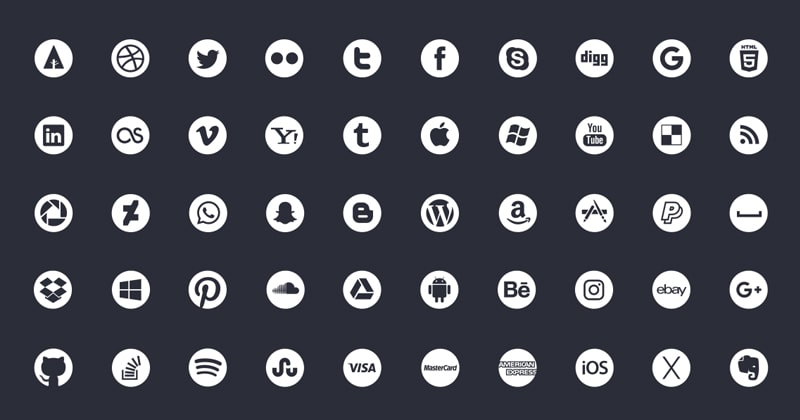60 Free social media icons pack from Picons